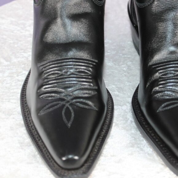 Justin Black Leather Western Cowboy Boots Embroidered Size 7.5 - Picture 5 of 9